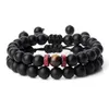 Strand 2pcs / Set Hommes Naturel Pierre De Lune Perle Tibétain Bouddha Pierre Bracelet Charme Femmes Lave Mat Chakra Bracelet Couples Bijoux Pulseras