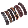 Charm Bracelets European Genuine Leather Bracelets Beads Woven Brown Bracelet Men Engrave Forgiven Mti Layer Fashion Braid Charm Bangl Dhj0E