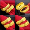 Bangle Bangle 18K Gold Plated Ladies Armband Wide Retro Style Dragon and Phoenix For Girl Friend Birthday Wedding Jewelry Gift Dr Dhep8