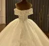 2024 Luxury Ball Gown Wedding Dress Off the Shoulder Sweetheart Beading Tulle Lace Up Bride Gowns Vestido de Novia Casamento Custom Made Made