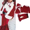 Clothing Sets FOCUSNORM 1-7Y Fashion Kids Girls Christmas Clothes Sets 3pcs Fur Patchwork Long Sleeve Velvet Tops Flare Pants Hooded Cloak 231122