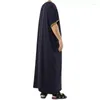 Etnische kleding 2023 Moslim Midden -Oosterse abaya's voor mannen Islam zomer Abaya Korte mouw losse oversized gewaad Arabische kaftan mode