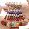 Keychains Lanyards Love Heart Stone Key Rings 7 Colors Chakra Beads Charms Charms Keychains Healing Crystal Keyring