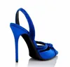 Moda lato 2024 TOMSFODS Buty Buty Satin i Velvet Bow Pink Blue Black Lady Winted Stopa Slingback EU35-43