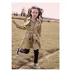 Coat Girls trench çift göğüslü İngiliz bahar sonbahar çocukları çocukları gündelik rüzgarlık ceket dış giyim elbise ceket kemer