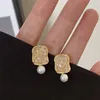 Boucles d'Oreilles Créoles Géométrique Dégradé Cristal Goujon Perle Douce Petite Aiguille Argentée Cool Pour Femme Mignonne