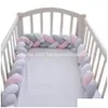 Yastık bebek beşik tampon düğümlü örgülü peluş kreş -cradle dekor yenidoğan hediye yastık genç yatak uyku 2 metre ne damla teslimat OTG18