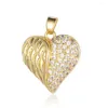 Pendant Necklaces Hollow Heart Wing Copper Zircon DIY Jewelry Wholesale Lock Pink Love Half CZ Charms Necklace Making