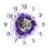 Horloges murales Baleines à bosse avec la lune Horloge acrylique imprimée Violet Fantasy Artwork Montres pour salon Quartz silencieux250J