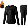 Women's Thermal Underwear Thermal underwear for women long johns fleece winter elastic sports sets 231122