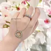 Tiffanylris ecklace Jewelry T Family Circle Cross Necklace Womens Titanium Steel Rose Gold Light Fashion Bicolor X-shaped Diamond Pendant Collar Chain