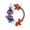 Decorative Flowers Patriotic Door Wreath Independence Day For Front Red White And Blue Flower Garland Porch