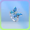 10 Pcs Silver Plated Finger Ring Butterfly Shape Many Colors Opalite Opal for Women Fashion Jewelry9312717