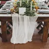 RU075C Wedding Party baby shower decoration cotton gold blush pink dark green beige blue cheesecloth gauze table runner 220513216o