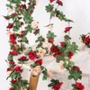 Flores decorativas artificial rosa videira pendurado flor de seda guirlanda para festa de jardim decoração de casamento casa decoração de natal falso