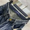 24SS Fw Pantaloni jeans firmati da donna con lettera ricamata per ragazze in cotone Vintage High End Milano Runway Marca Cowboy Capispalla casual Pantaloni lunghi dritti in denim nero