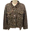 Женские куртки 2023, осенняя винтажная джинсовая куртка, сексуальное пальто с леопардовым принтом и длинными рукавами, женская джинсовая свободная уличная одежда