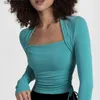 Yoga Outfits Sexy Neck Tight Fit Women Fitness Top Soft Long Sleeve Yoga Shirt Stretchy Sport T-shirts Lightweight Workout Clothes for Gym T230422