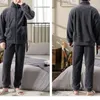 Mens Sleepwear Winter Thicked Plush Coral Velvet Men Pyjamas Flanell Zipper Sports Home Wear Keep Warm Twopiece Dräkt 231122