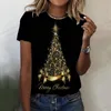 Dames T-shirts Kerstshirt voor dames Kerstmanpatroon 3D-print T-shirt met korte mouwen Zomer Mode Casual Tops Straat vrouwelijk