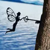 Garden Decorations Metal Iron Rustic Sitting Fairy Silhouette Home Wall Art Sculpture Backyard Lawn Patio Tree Decor 230422