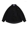 Casual shirts voor heren 2023 Men Corduroy Vintage Harajuku herfstheren Koreaanse modes knopen Mannelijke man met lange mouwen Black shirt 2xl