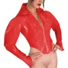 Женские куртки, пикантные женские прозрачные пластиковые пальто из ПВХ с мокрым эффектом, прозрачные короткая вечерние клубная одежда с длинными рукавами, женская фэнтези для взрослых
