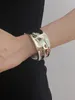 Bangle Fashion Gold Plated Cuff Opening Bracelet For Women Girl Simple Metal Smooth Irregularity Chunky Jewelry Gift 2023