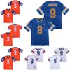 Fotbollsfilm The Waterboy Adam Sandler Jerseys 9 Bobby Boucher Mud Dogs Bourbon Bowl Men All Stitched Team Orange Blue Away White Breattable University Pullover