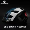 Cykelhjälmar Rockbros Bicycle Helmet LED TAILT CHARGEABLE CYCKING HELMM MTB ROAD BIKE Hjälm Sport Safety Hat For Man Cycling Equipment J230422