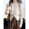 2023 Autumn Short Zipper Sweater with a Western and Advanced Design, Crowd Neck Pullover Top