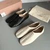 Pantoufles Hereu Chaussures pour femmes Designer Vintage en cuir véritable tissé à la main respirant décontracté grand-mère