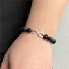 Strand Silber Farbe Infinity Armband Naturstein Perlen 8 Anzahl Anhänger Charm Armreif Paar für Frauen Männer Schmuck