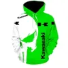 3D Tryckt Kawasaki herrtröja Motorcykelskalle mönster som kör hoodie mode sport pullover