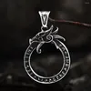 Pendentif Colliers Vintage Vikings Dragon Ouroboros pour hommes garçons en acier inoxydable Nordic Rune Animal Amulette Bijoux Drop