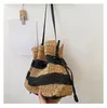 Kvällspåsar randig gräs handgjorda axelväska design flätad crossbody virkning halm resor casual rotting strand