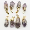 Pendant Necklaces Natural Raw Ore Amethyst Irregular Gold Plated Necklace Healing Reiki Charms DIY Jewelry Accessories Gift Wholesale 8Pcs