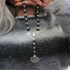 Pendant Necklaces Long Gothic Rosary Necklace With Bat Station And Pentagram Drop // Style Satanic Witchcraft Left Hand Path