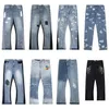 Designerjeans voor heren Hoge kwaliteit Inkjet Graffiti Micro-hoorn Denim Gallery Zweetafdeling Broek Verontrust gescheurd Zwart Blauw Paars Topniveauversie