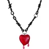 Pendant Necklaces Gothic Bloody Heart Necklace Women's Fashion Pagan Witch Jewelry Accessories Gift Vampire Thorn Choke Ring