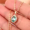 Temperament Oval Green CZ Pendant Necklace Women Delicate Wedding Party Neck Accessories Nyligen smycken Fancy Gift