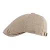 Берец плоская крышка льна мужская шляпа Beret Summer Sboy Cap Британский стиль ретро регулируемый Эд Хаки черный темно -коричневый 230421