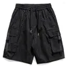 Calças masculinas Elmsk Verão Calças Personalizadas 3D Grande Bolso Trabalho Shorts Moda Japonesa Solta Casual Capris