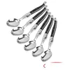 Spoons Stainless Steel Laguiole Dinner Spoon Big Large Tablespoon Set Rainbow Handle Soup Scoop Mti Color Cutlery Cafe 6Pcs 8.5Inch Dr Dh7Rb