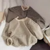 T-shirts Fashion Korean Striped Print Kids Baby Clothes Cotton Long Sleeve T Shirts Boys And Girls Long Sleeve Tops Autumn Baby Sweaters 230422