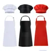 Aprons Wholesale Children Child Kids Apron Sleeves Hat Set Big Pocket Kitchen Baking Painting Cooking Craft Art Bib Sets Drop Delive Dhsdj