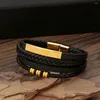 Charm Bracelets Liebe Engel 고품질 남성용 가죽 팔찌 빈티지 멀티 레이어 수작업 힙합 펑크 패션 선물 선물