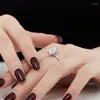 Cluster Rings Shining U S925silver Oval Crushed Cut 8 12mm High Carbon Diamond Ring Fine Jewelry For Women Wedding