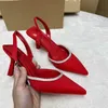 Dress Shoes Woman High Heeled Shoes Summer 2023 Elegant Sexy Pointed Slingback Pumps Bling Party Wedding Reception Stilettos Ladies Sandals