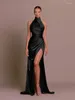 Sukienki swobodne Kobieta seksowna satynowa swingowa sukienka szyi moda solidna bodycon maxi 2023 eleganckie damskie imprezowe klub biodra vestidos